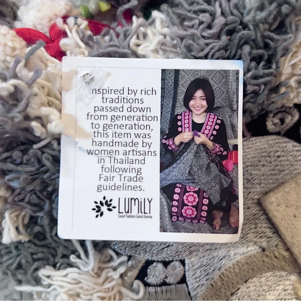 NWT* LUMILY Laptop Case /‎ Oversized PomPom Clutch- Handmade in Thailand